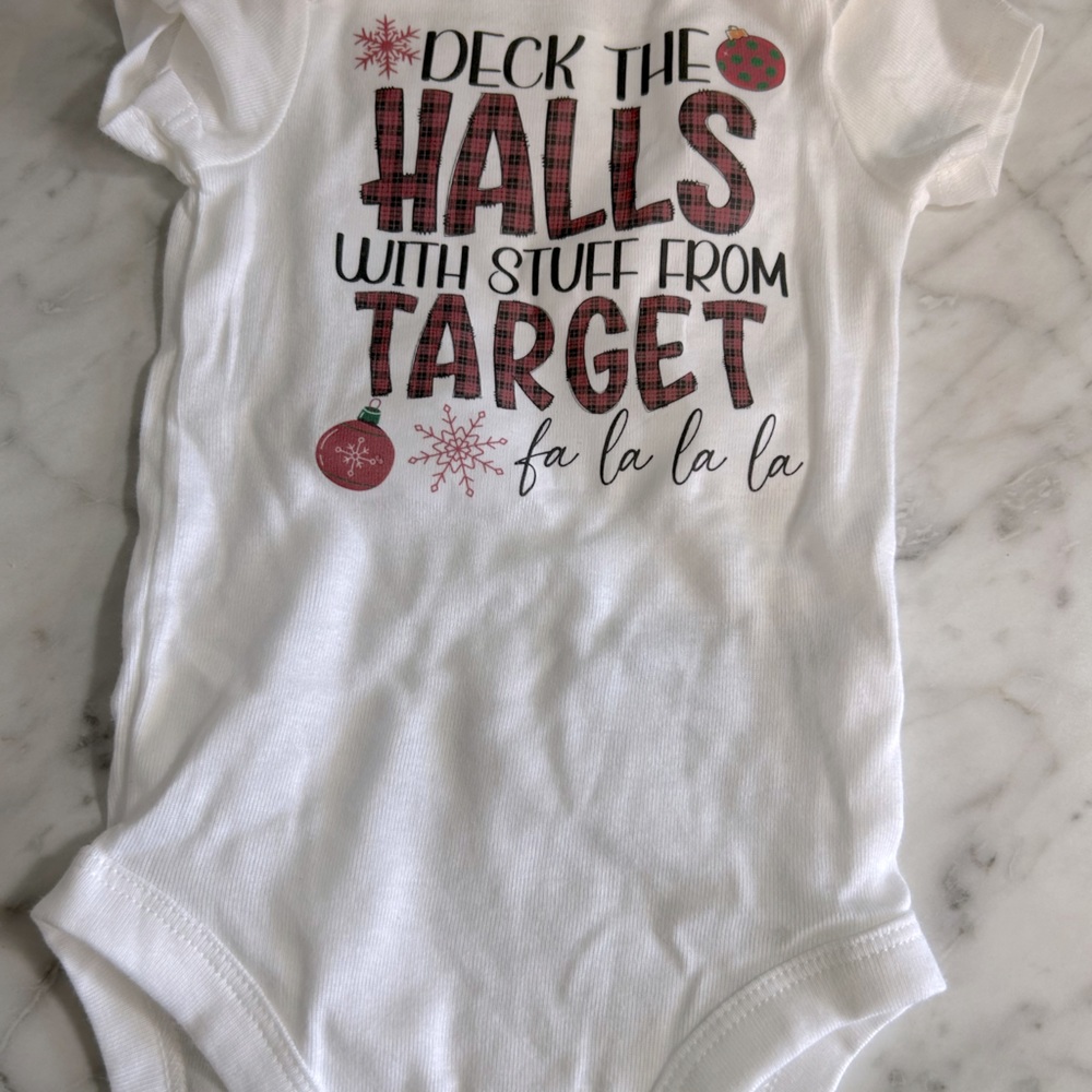 Christmas target onesie for baby girl size newborn.